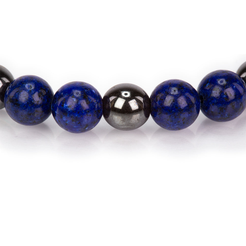 Pozlacený stříbrný náramek s lapis lazuli a hematitem