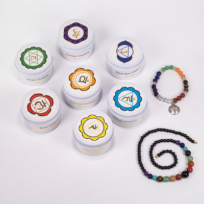 7dílná sada čakrových svíček Emporia + DÁREK náramek a náhrdelník