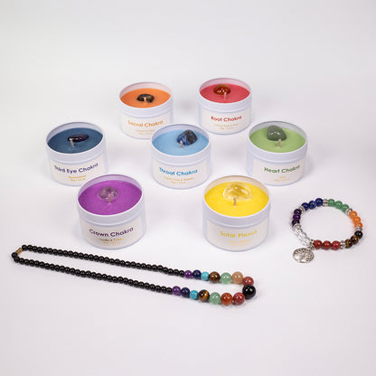 7dílná sada čakrových svíček Emporia + DÁREK náramek a náhrdelník