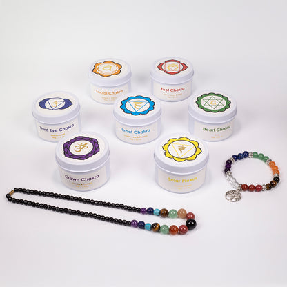 7dílná sada čakrových svíček Emporia + DÁREK náramek a náhrdelník