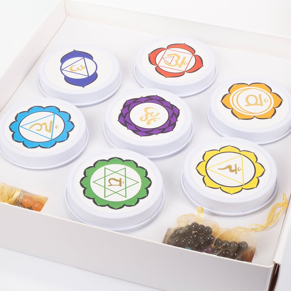 7dílná sada čakrových svíček Emporia + DÁREK náramek a náhrdelník