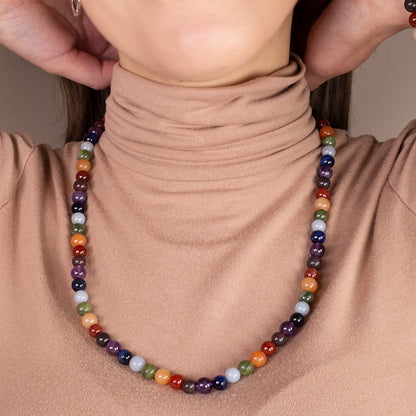 Nugetová Sada se Zeleným Jadeitem a Ametystem (Náhrdelník+Náramek)